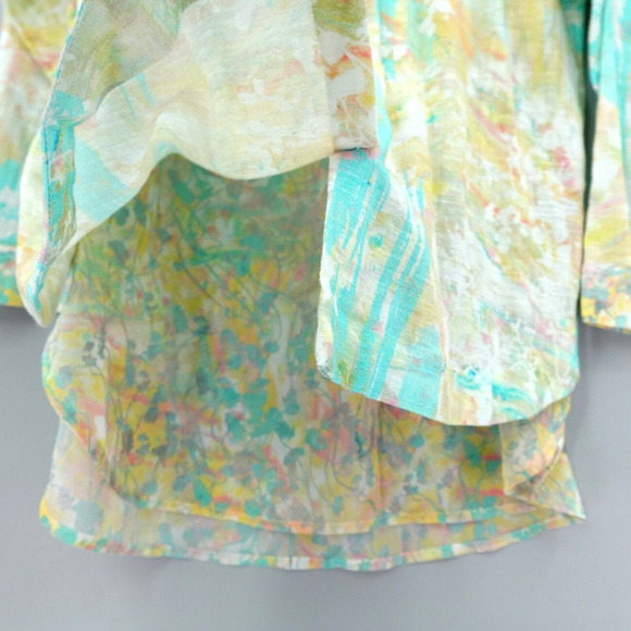 Soft Surroundings Shirt Medium Green Abstract Gauze Contrast Tunic Art to Wear - Picture 10 of 16